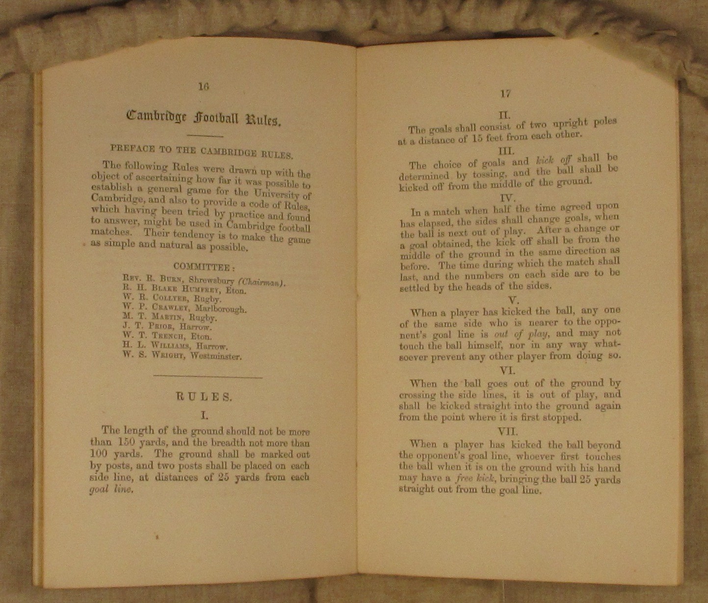 cambridge Rules of soccer